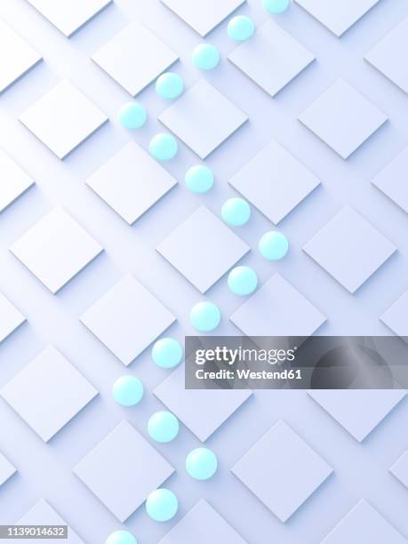 balls rolling in a pattern, 3d rendering - geometric 3d render stock illustrations