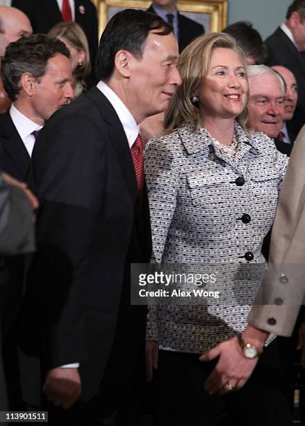 Secretary of the Treasury Timothy Geithner, Chinese Vice Premier Wang Qishan, U.S. Secretary Hillary Clinton and Secretary of Defense Robert Gates...