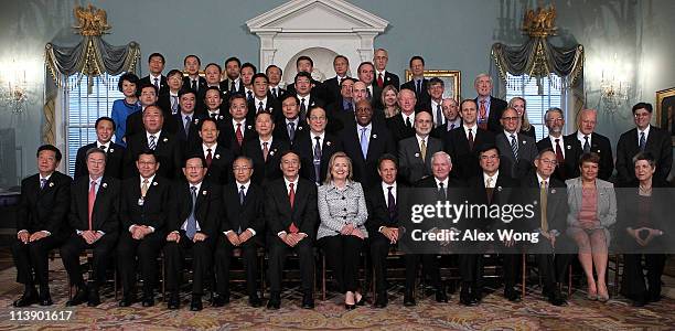 Members of the U.S. And Chinese delegations participate in a family photo of the 2011 U.S.-China Strategic and Economic Dialogue at the Department of...