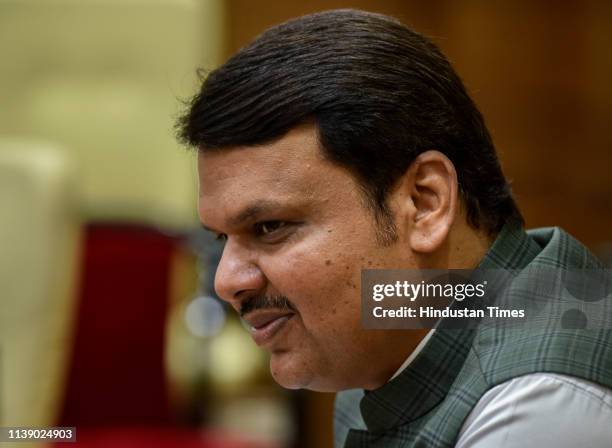 Devendra 35 Interview Of Maharashtra Chief Minister Devendra Fadnavis Stock ...