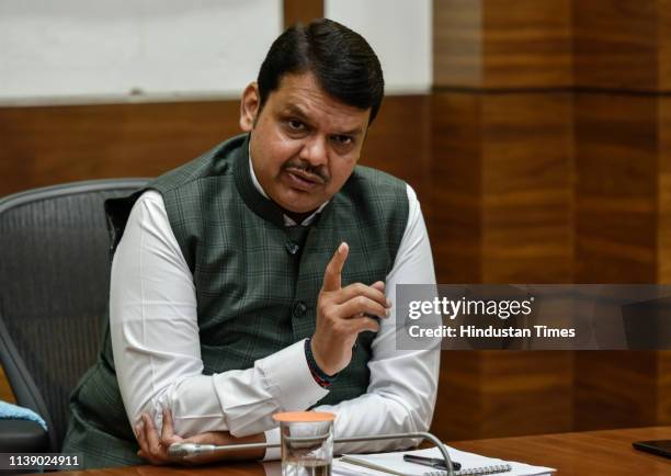 Devendra 35 Interview Of Maharashtra Chief Minister Devendra Fadnavis Stock ...