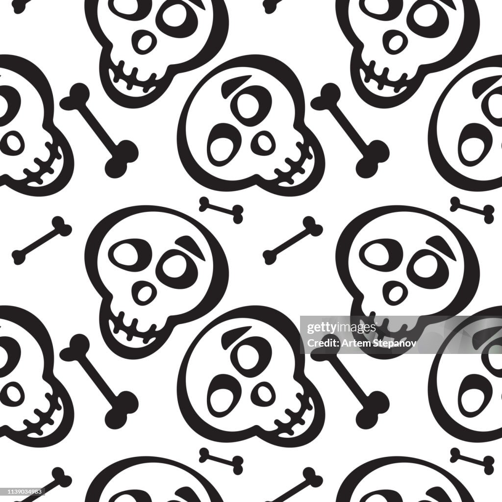 Hand Drawn Scull Seamless Pattern High-Res Vector Graphic - Getty Images
