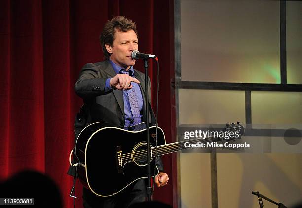 Jon Bon Jovi performs during the Ambassadors for Humanity gala honoring Brian L. Roberts to benefit the USC Shoah Foundation Institute on May 9, 2011...