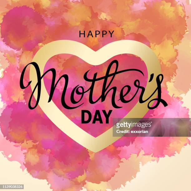 illustrazioni stock, clip art, cartoni animati e icone di tendenza di acquerello felice per la festa della mamma - mothers day text art