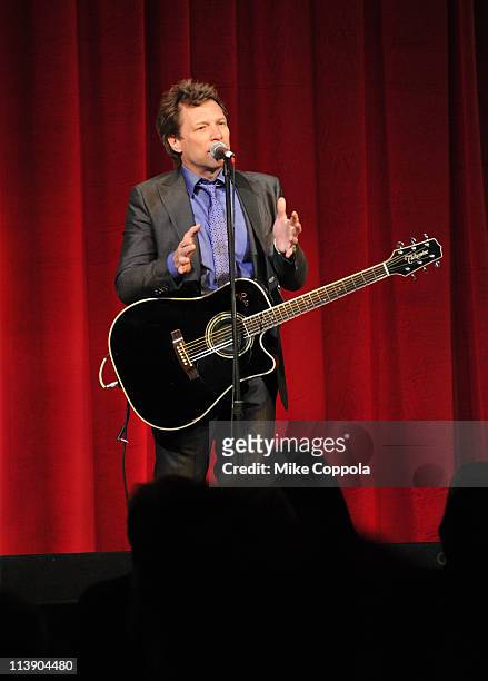Jon Bon Jovi performs during the Ambassadors for Humanity gala honoring Brian L. Roberts to benefit the USC Shoah Foundation Institute on May 9, 2011...