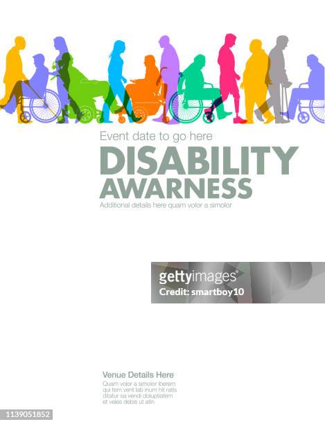 ilustrações de stock, clip art, desenhos animados e ícones de disability awareness design template - cadeira de rodas