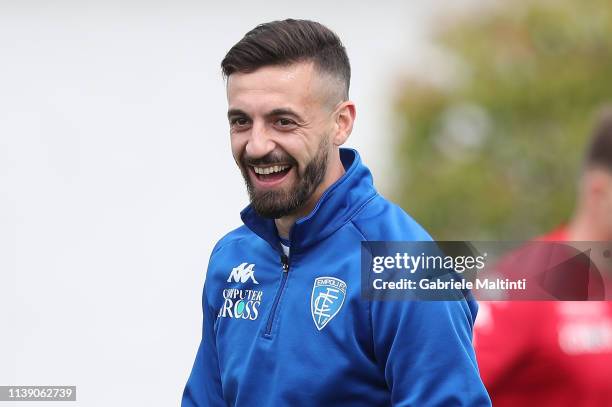 Francesco Caputo of Empoli FC during training session on April 24, 2019 in Empoli, Italy.