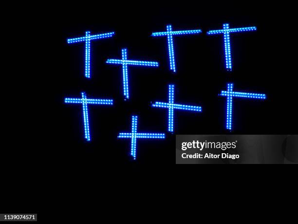 7 blue blue crosses. - cult stock pictures, royalty-free photos & images