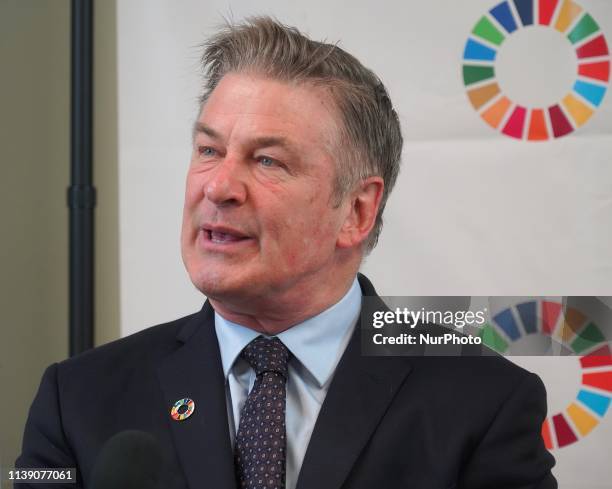 Hollywood star and environmental activist Alec Baldwin spoke at the United Nations on April 23, 2019 in New York City, about the importance of...