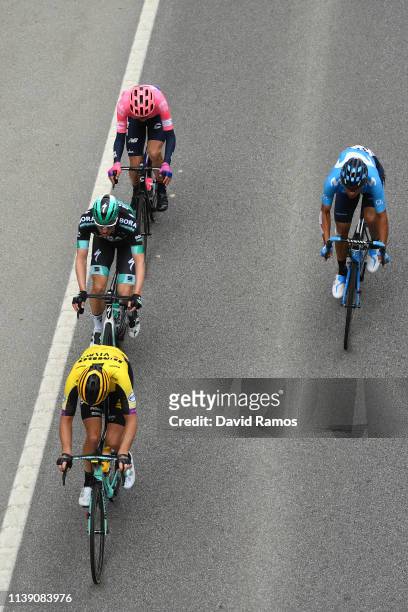 Bertjan Lindeman of The Netherlands and Team Jumbo - Visma / Andrey Amador of Costa Rica and Movistar Team / Maximilian Schachmann of Germany and...