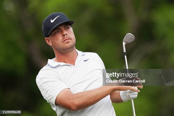 Keith Mitchell of the United States plays a shot during the second round of the World Golf Championships-Dell Technologies Match Play at Austin...