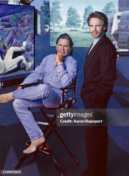 Famed producers Don Simpson and Jerry Bruckheimer pose for a portrait in Los Angeles, California.