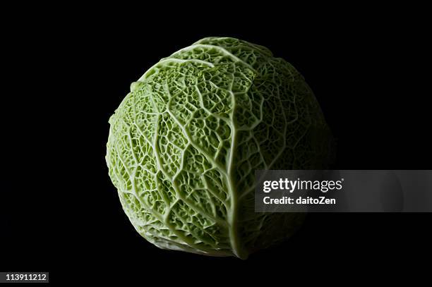 savoy cabbage head - cabbage leafs stock pictures, royalty-free photos & images