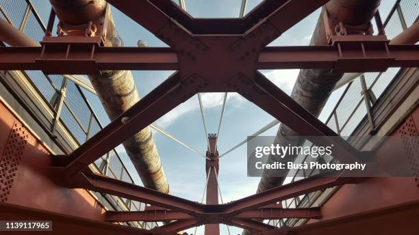 construction frame of suspended bridge "ponte all'indiano" in florence, italy - rivet stock pictures, royalty-free photos & images