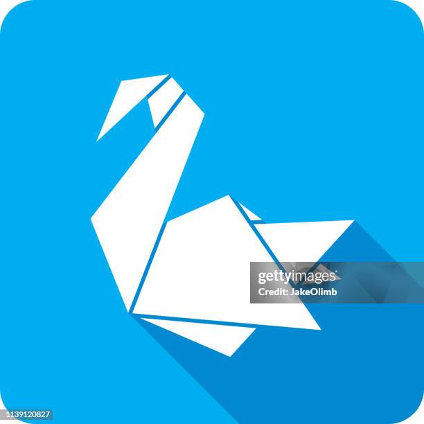 bildbanksillustrationer, clip art samt tecknat material och ikoner med origami svan ikon silhouette - origami