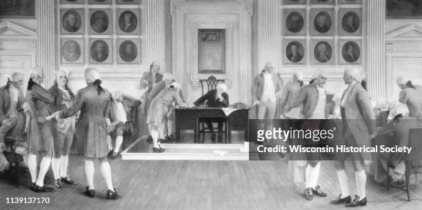 Painting, in the Wisconsin State Capitol, of 'The Signing of the American Constitution,' one of four mural paintings by Albert Herter on the west...