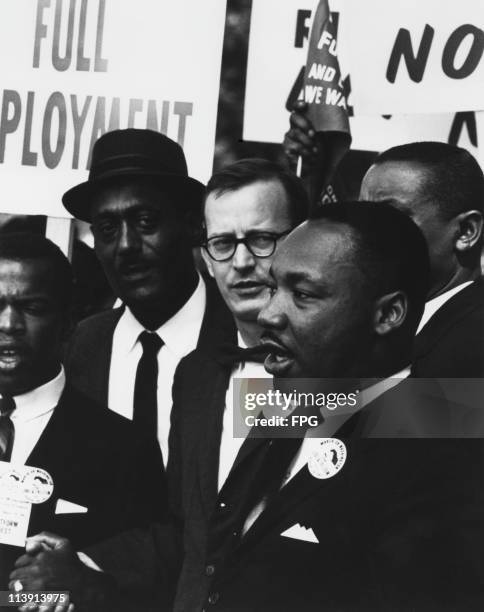 American civil rights leader Martin Luther King, Jr. At the March on Washington for Jobs and Freedom, Washington DC, 28th August 1963. King gave his...