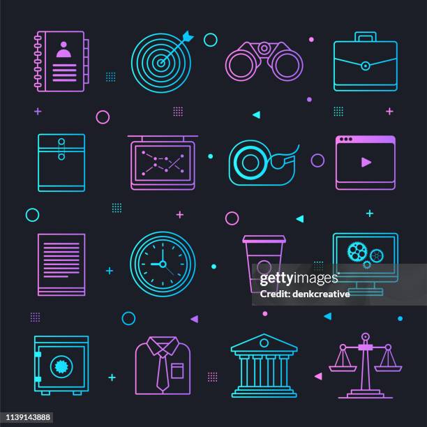 government work experience constellation line gradient vector icons set - law trainee stock illustrations