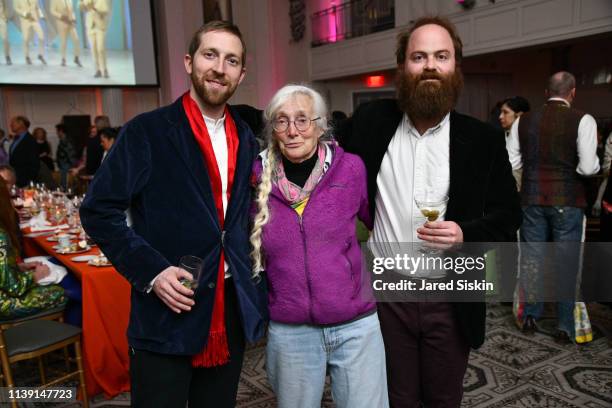 Broderick Shoemaker, Renata Adler and Christian Greer attend Lapham's Quarterly, Decades Ball, 2019 at 583 Park Avenue on March 25, 2019 in New York...