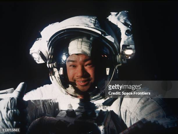 American astronaut Leroy Chiao performs extra-vehicular activity during Nasa's Space Shuttle Endeavour mission STS-72, January 1996.