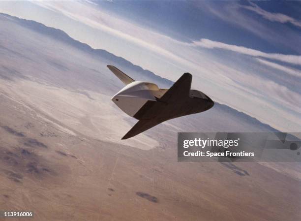 Space Shuttle Enterprise during landing phase of second free flight, part of the Approach and Landing Tests , September 13th 1977, Dryden Flight...