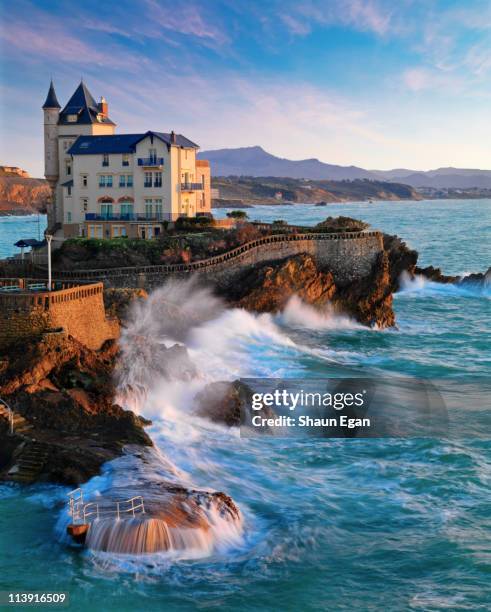france, biarritz, pyrenees-atlantique, seascape. - biarritz fotografías e imágenes de stock