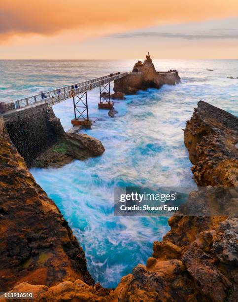 france, biarritz, pyrenees-atlantique, pier. - biarritz stock pictures, royalty-free photos & images