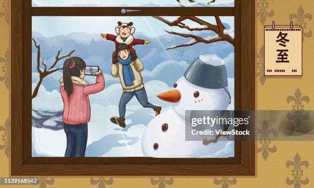 ilustraciones, imágenes clip art, dibujos animados e iconos de stock de illustrations in the new year - solsticio-de-invierno