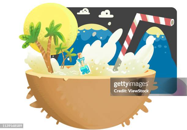 creative illustrations - message in a bottle stock illustrations