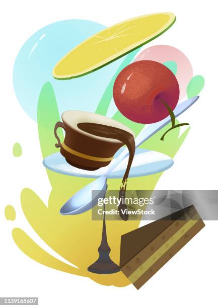 food and beverage illustrations - chocolate spoon stock illustrations