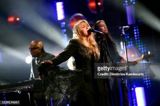 Inductee Stevie Nicks performs at the 2019 Rock & Roll Hall Of Fame Induction Ceremony - Show at Barclays Center on March 29, 2019 in New York City.