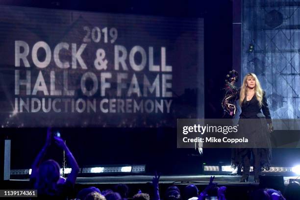 Inductee Stevie Nicks performs at the 2019 Rock & Roll Hall Of Fame Induction Ceremony - Show at Barclays Center on March 29, 2019 in New York City.