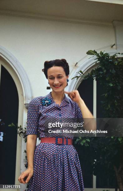 Wallis, Duchess of Windsor outside Goverment House in Nassau, the Bahamas, circa 1942. The Duke of Windsor served as Governor of the Bahamas from...