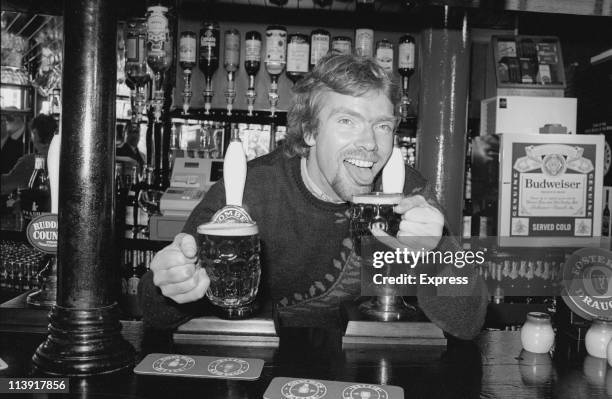 English businessman Richard Branson at the Princess Victoria pub, London, 26th October 1984.