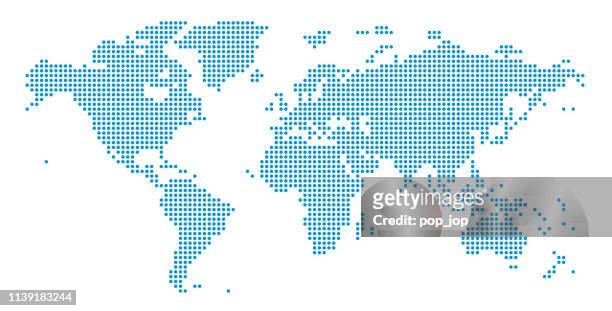 069 - dotted simple blue - world map stock illustrations