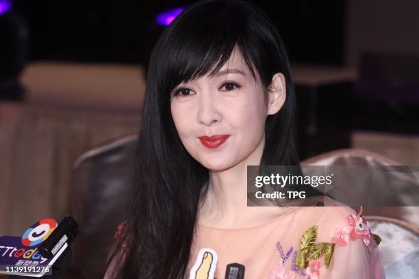 Vivian Chow attended the press conference of a long and lasting love 30th anniversary concert on 24 April, 2019 in Taipei,Taiwan,China.