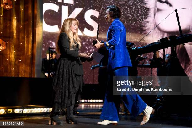 Harry Styles presents Inductee Stevie Nicks onstage at the 2019 Rock & Roll Hall Of Fame Induction Ceremony - Show at Barclays Center on March 29,...