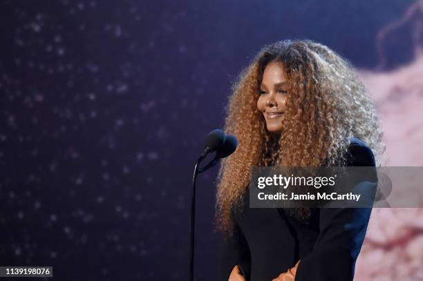 Inductee Janet Jackson speaks onstage during the 2019 Rock & Roll Hall Of Fame Induction Ceremony - Show at Barclays Center on March 29, 2019 in New...