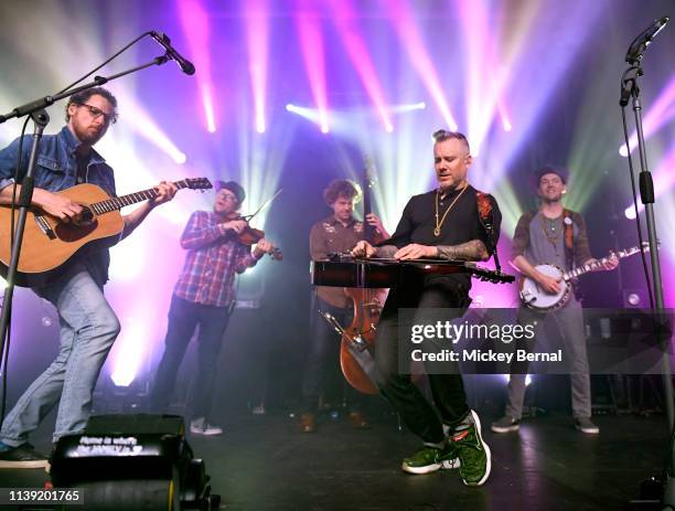Andy Falco, Jeremy Garrett, Travis Book, Chris Pandolfi and Andy Hall of The Infamous Stringdusters perform at Marathon Music Works on March 29, 2019...