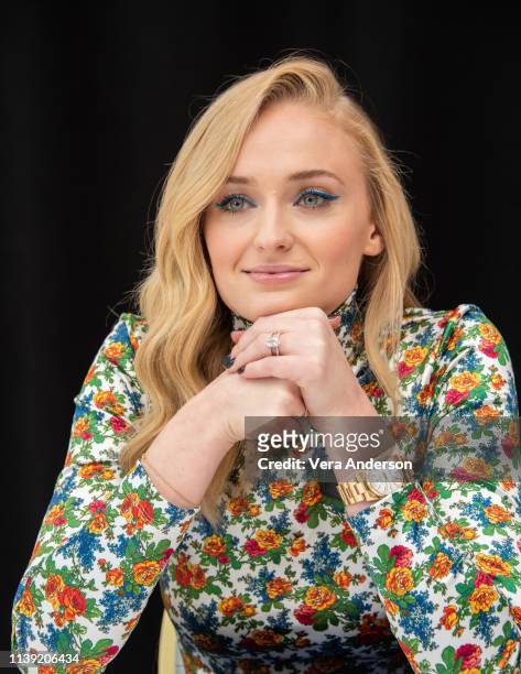 Sophie Turner at the "Dark Phoenix" Press Conference at The London Hotel on March 28, 2019 in West Hollywood, California.