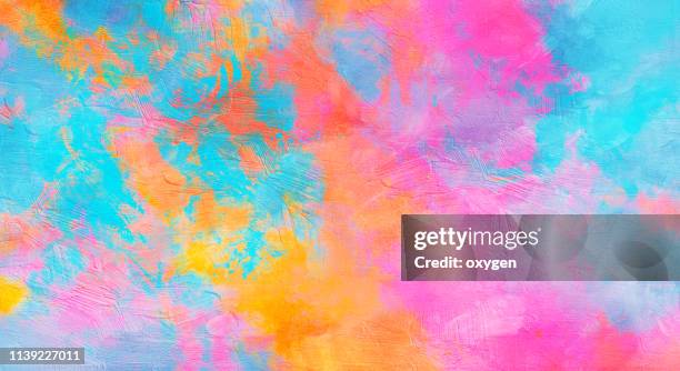 abstract vibrant texture background. digital illustration imitating oil painting on canvas - multi colored background bildbanksfoton och bilder