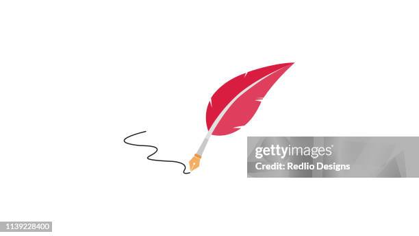 ilustrações de stock, clip art, desenhos animados e ícones de feather pen - pena de escrever