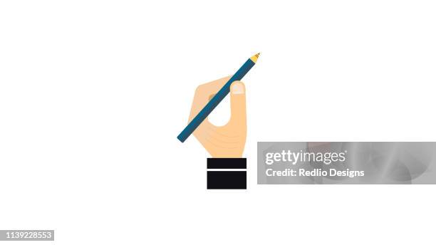 pen in hand icon - holding pen in hand stock illustrations