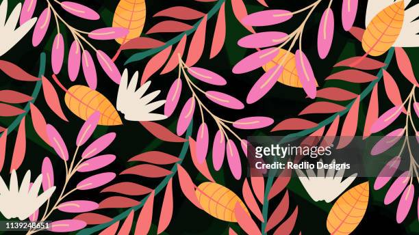 ilustrações, clipart, desenhos animados e ícones de teste padrão floral, fundo do verão da mola - tropical bird