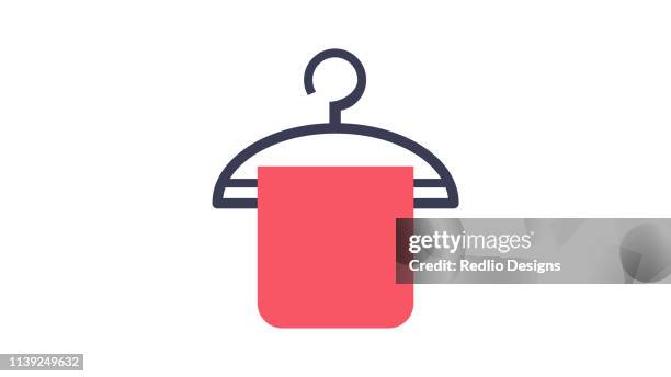 folded cotton towel icon - hanging laundry stock illustrations