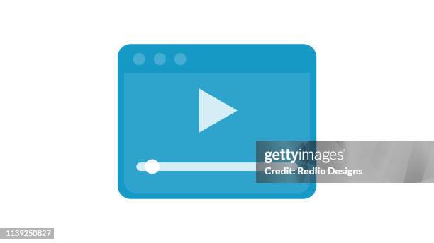 video player for web, flat design icon - video play button stock illustrations