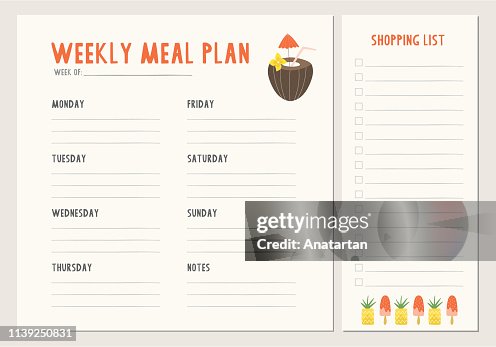 Weekly Meal Plan Menu Template High-Res Vector Graphic - Getty Images