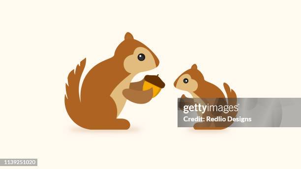 ilustrações de stock, clip art, desenhos animados e ícones de squirrel with acorn icon - filhote de animal