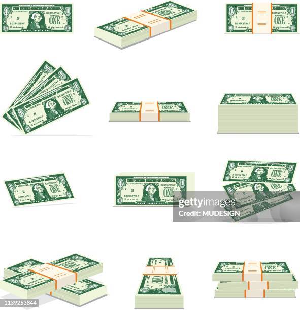 stockillustraties, clipart, cartoons en iconen met set van geld. dollar - honderd dollar