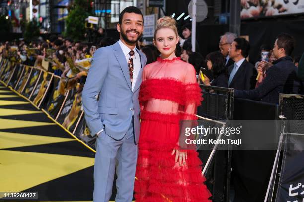 Actor Justice Smith and actress Kathryn Newton attend the world premiere of 'Pokemon Detective Pikachu' on April 25, 2019 in Tokyo, Japan.